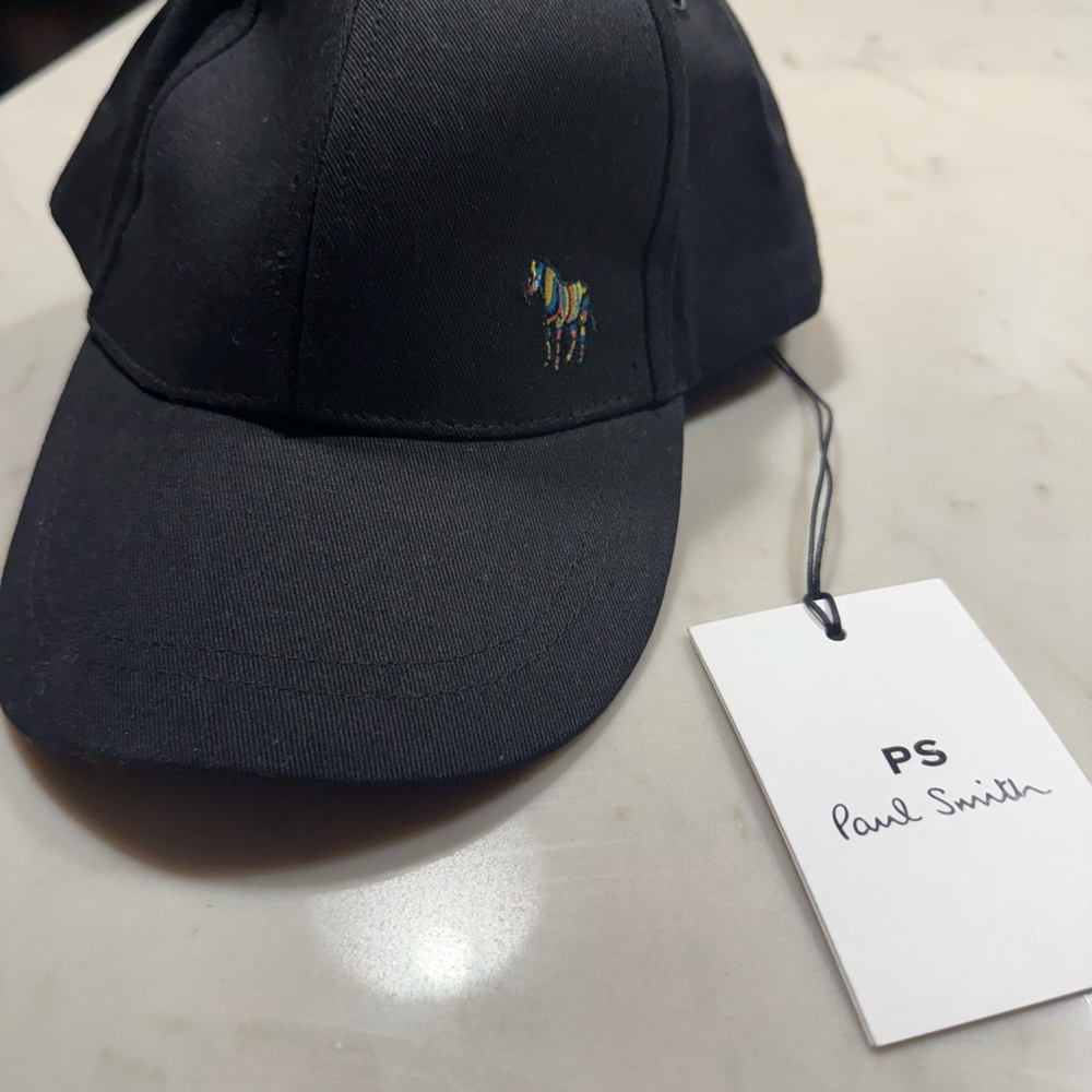Paul Smith Black Cap with Multicolor Zebra